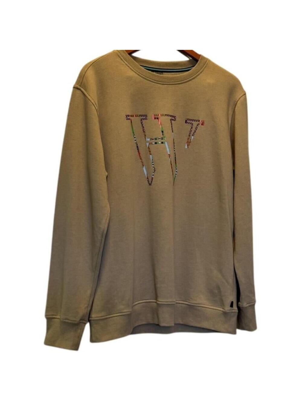 Houston White women Brown Tan Pullover Crew Neck Long Sleeve Sweatshirt Medium